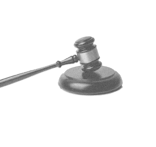  illustration d'un marteau de juge en noir et blanc